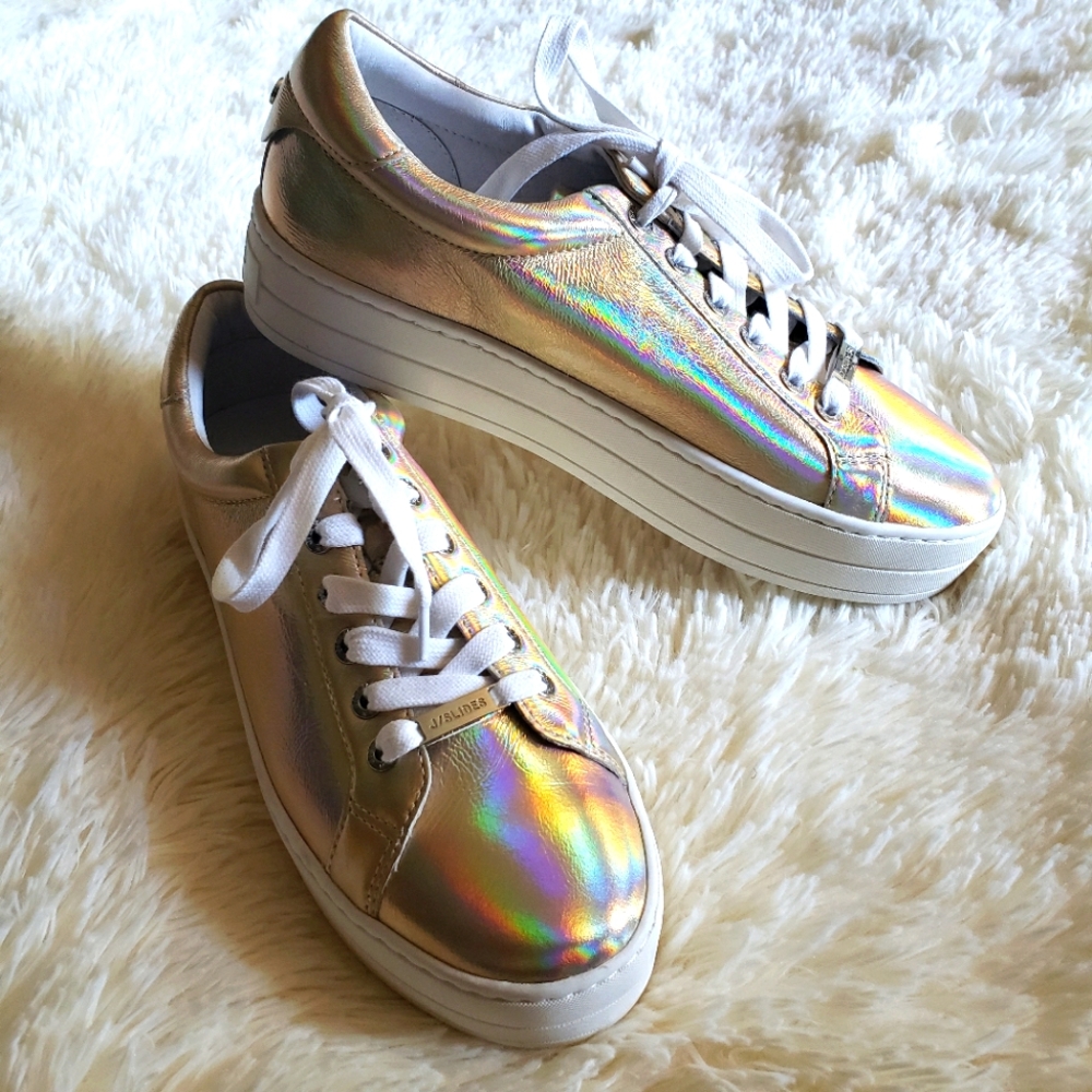 NWOB J/SLIDES NYC holographic chunky low top platform sneakers (Colorful)